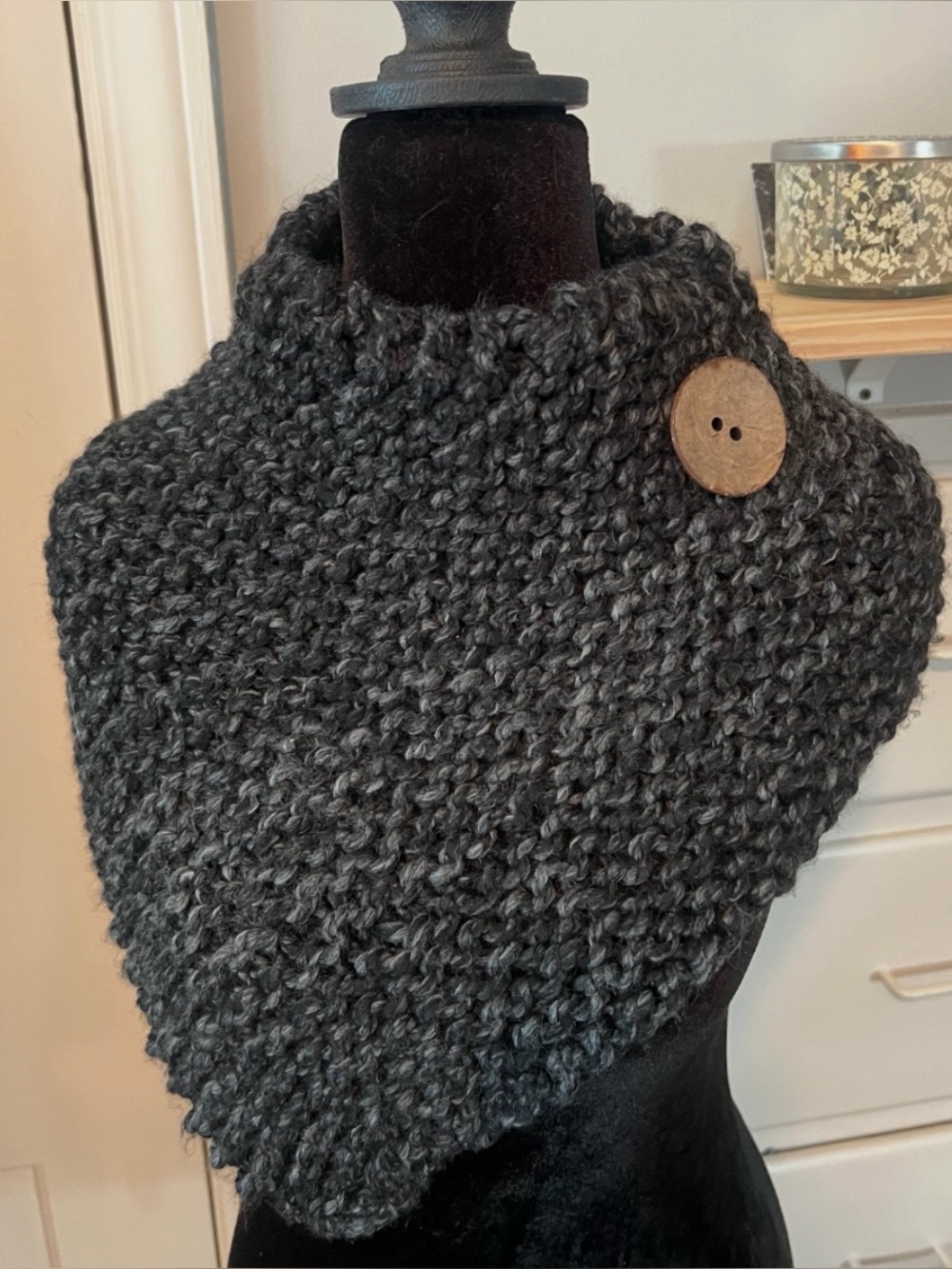 Hand-Knit Highlander Shoulder Shawl
Color: Charcoal